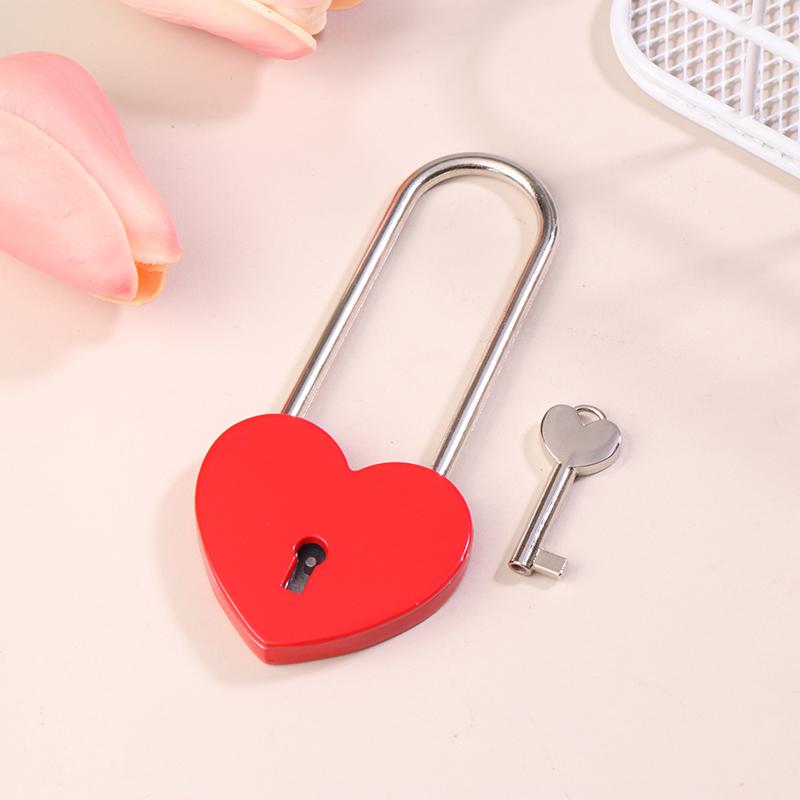 1 Set Metal Heart Shaped Padlock Antique Style Love Lock Set With Key Wedding Valentine'S Day Gifts Couple Wishing Lock