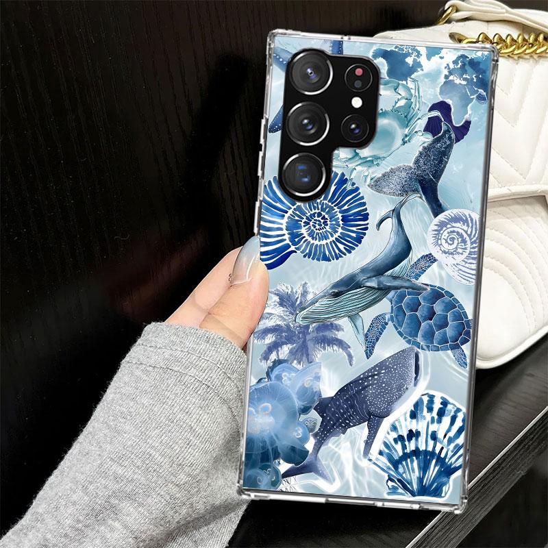 Чехол Ocean Starfish Sea Turtle Shark для Samsung Galaxy S25 S24 S23 S22 Ultra Мягкая накладка на телефон S25 Edge S21 Plus S20 FE S10 + Bl