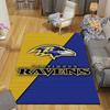 Ravens Flannel Printed Carpet, Home Sofa Decoration for Living Room & Bedroom, Non‑Slip Play Flannel Floor Mat for Game Room