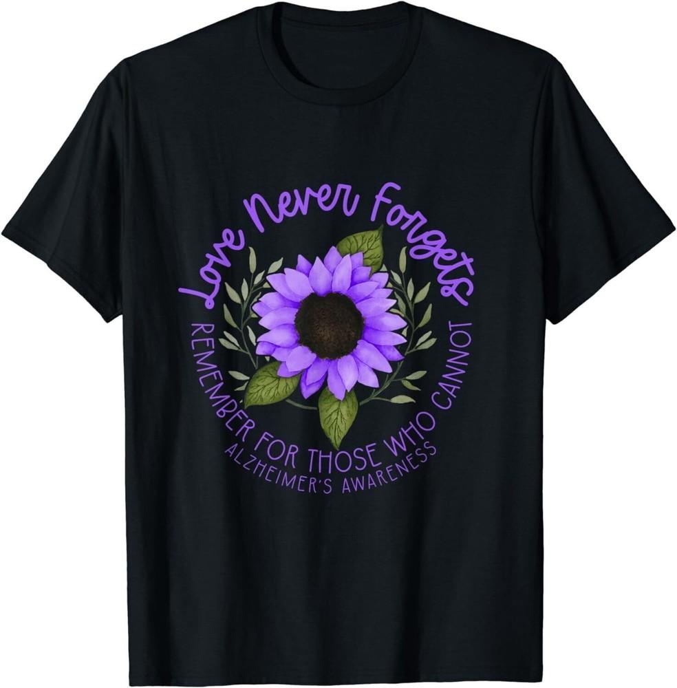 Alzheimer Awareness Tee for Women Purple sunflower T-Shirt Unisex T-Shirt