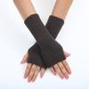 Women Long Fingerless Gloves Knitted Mitten Hand Warmers Winter Warm Wool Knitting Half Finger Gloves Unisex Arm Sleeve