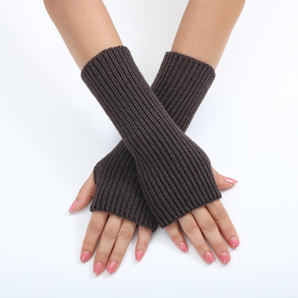 Women Long Fingerless Gloves Knitted Mitten Hand Warmers Winter Warm Wool Knitting Half Finger Gloves Unisex Arm Sleeve