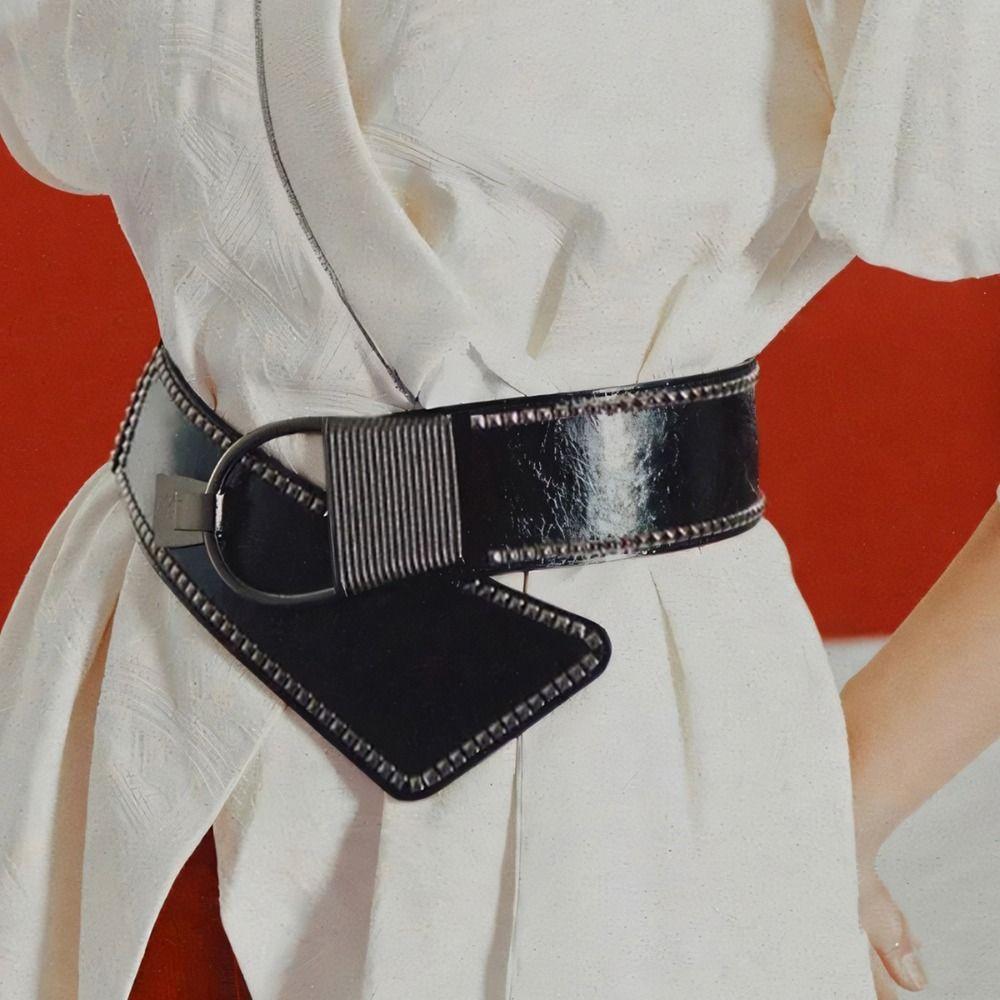 Однотонные эластичные кушаки из кожи, широкий корсет на талию, элегантный пояс-корсет, платье