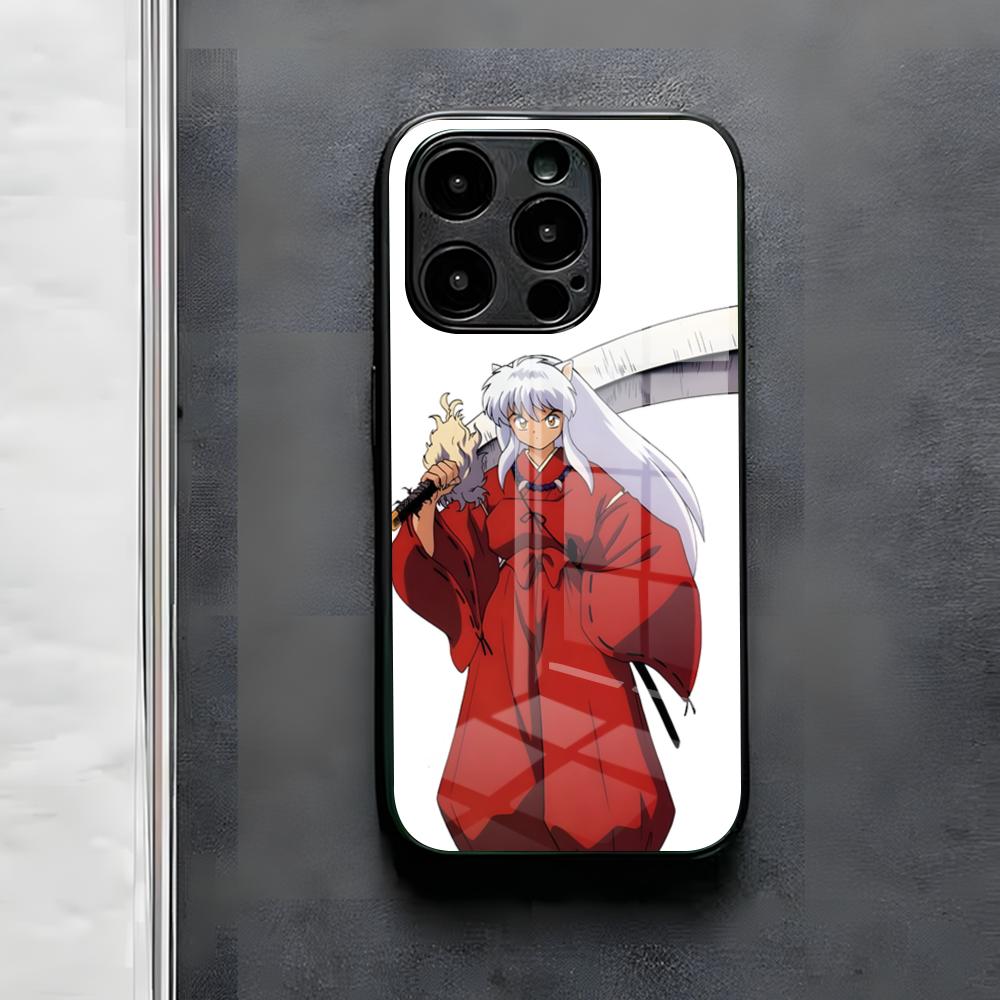 Anime I-Inuyasha Phone Case For IPhone 17 Air 16 E Pro Max 15 14 13 Mini 12 Pro 11 Max Plus Black Glass Cover