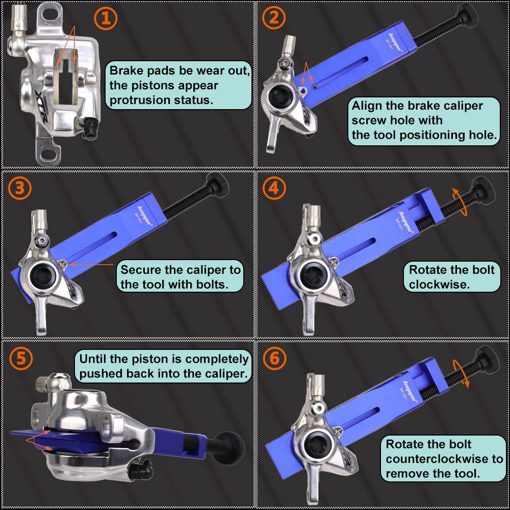 Bike Brake Piston Reset Tool Caliper 2 Pistons 4 Pistons Reset Tool Piston Press Tool for SRAM/SHIMANO Caliper Piston Reseting