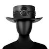 Unisex Punk Plague Doctor Hat Cosplay Accessory Wide Brim Flat Top PU Halloween Festival Streetwear