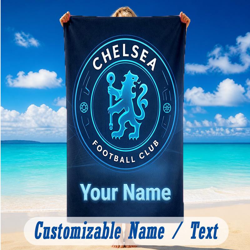 Beach Towel Custom Name Text, Quick Dry Large Towel For Beach HomeChelsea FC