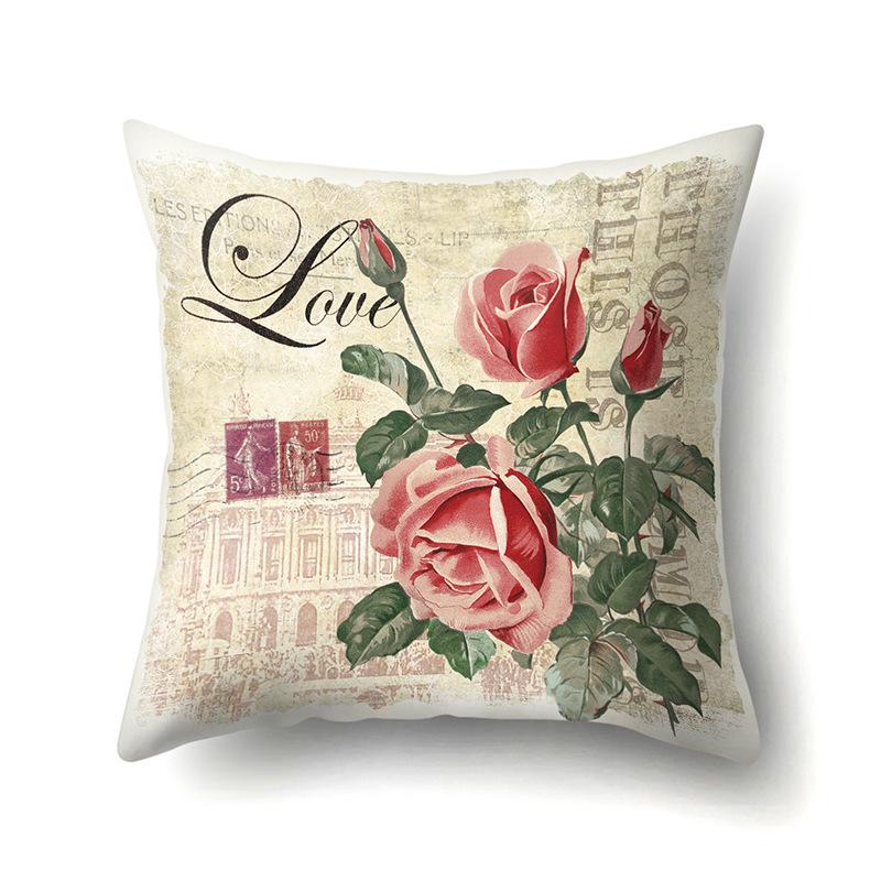 Полиэстеровая наволочка Автомобильная декорация Наволочка с ретро-принтом Чехол для поясничной подушки Чехол для подушки-башни Прикроватный чехол для подушки
