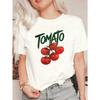 Oversized T Shirt Black Tomato Print With Cherry Tomatoes And Text For Casual Wear
