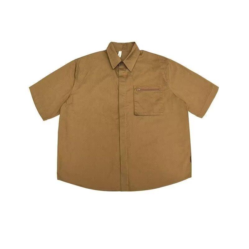 Ретро рубашка мужская летняя одежда в стиле Гонконга, студенческий свободный и нишевый дизайн, забавный новый мужской топ для верхней одежды 2024