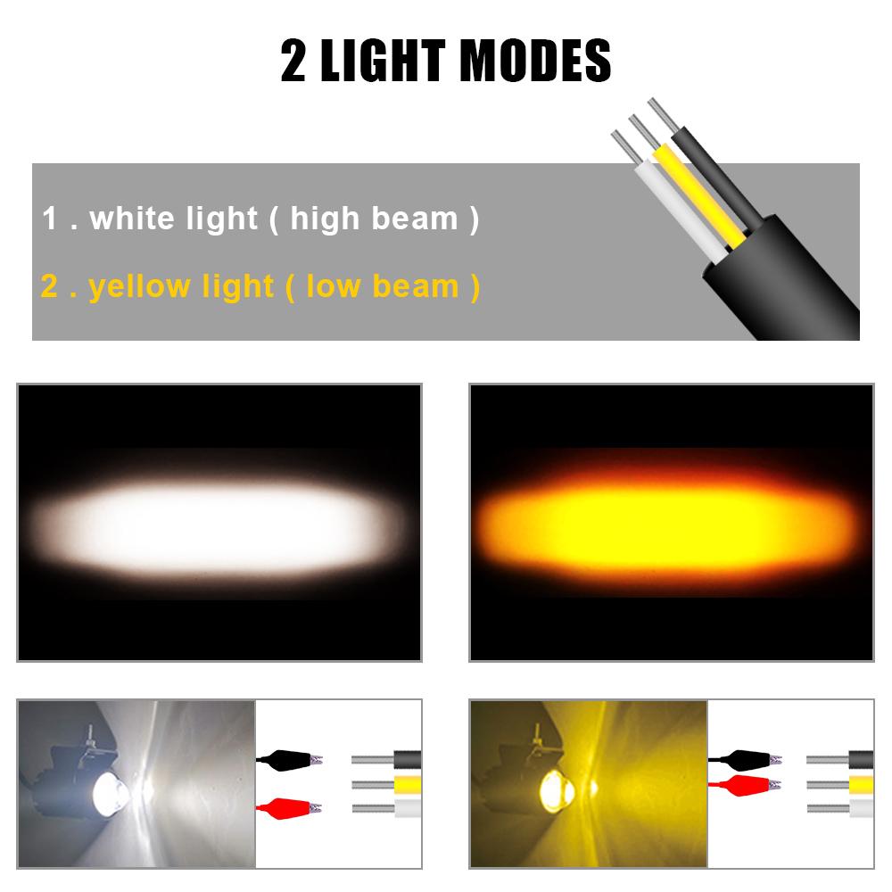 Auxiliary Spotlight Lamp Scooter Dual Color Driving for Cafe Racer Light Universal Motorcycle LED Headlight Lens Projector ATV Motorcycle Accessories