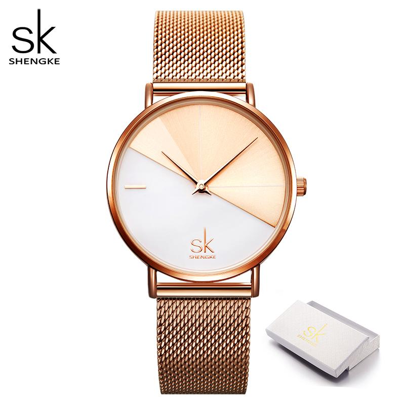 SK Роскошные кожаные часы Женские креативные модные кварцевые часы для женщин Наручные часы Подарочные часы