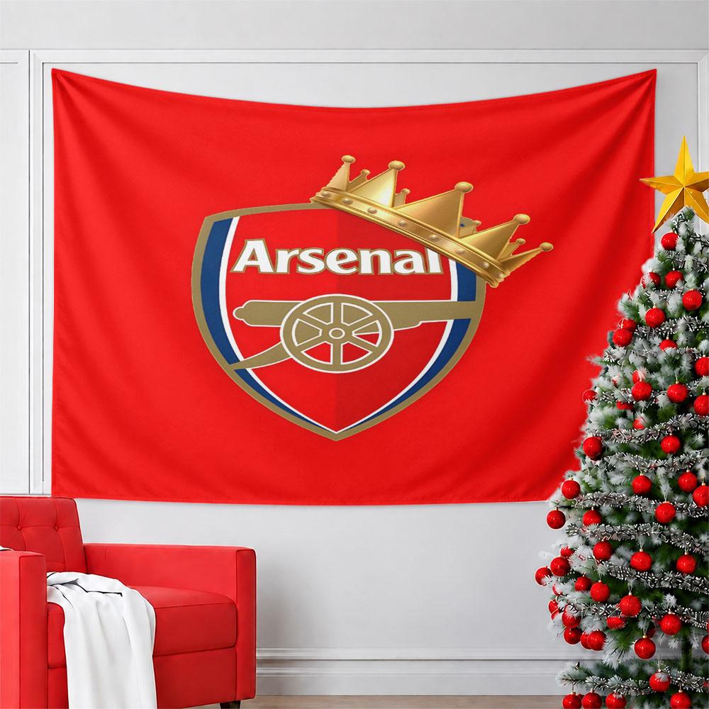 Arsenal Logo with Crown Design Pattern Wall Hanging Tapestry Decorative Tapestry Home Decor for Bedroom and Living Room