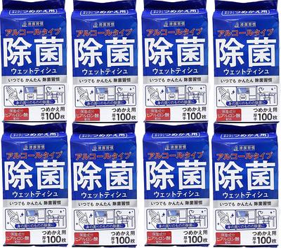 Сменный блок влажных дезинфицирующих салфеток II Mono Honpo Cleanliness Habit, 100 шт. x 8 шт. (Иимоно Хонпо) [Оптовая покупка]