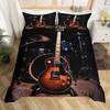 Retro Guitar Wood Grain Three-Piece Duvet Cover 3D Digital Printing Bedding Home Textile