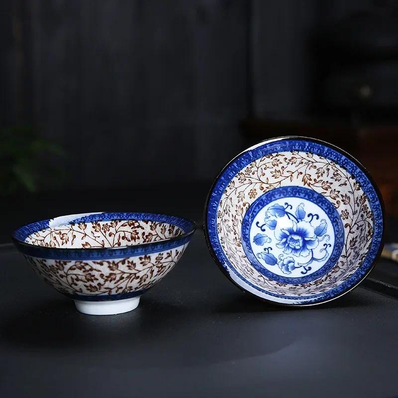 1 шт. китайская бутиковая керамическая чашка для чая, сине-белая фарфоровая чаша для чая, расписанная вручную, чашка для чая для путешествий и медитации, чайный набор 70 мл