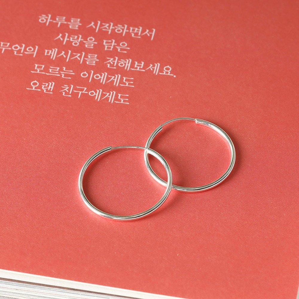 92.5 Sterling Silver Daily Simple Fashion Pipe Ring Silver Earrings 25mm