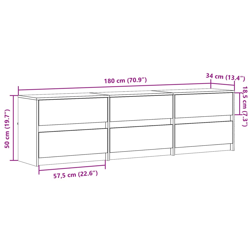 TV Stand with LED Lighting Concrete Grey 180 x 34 x 50 cm