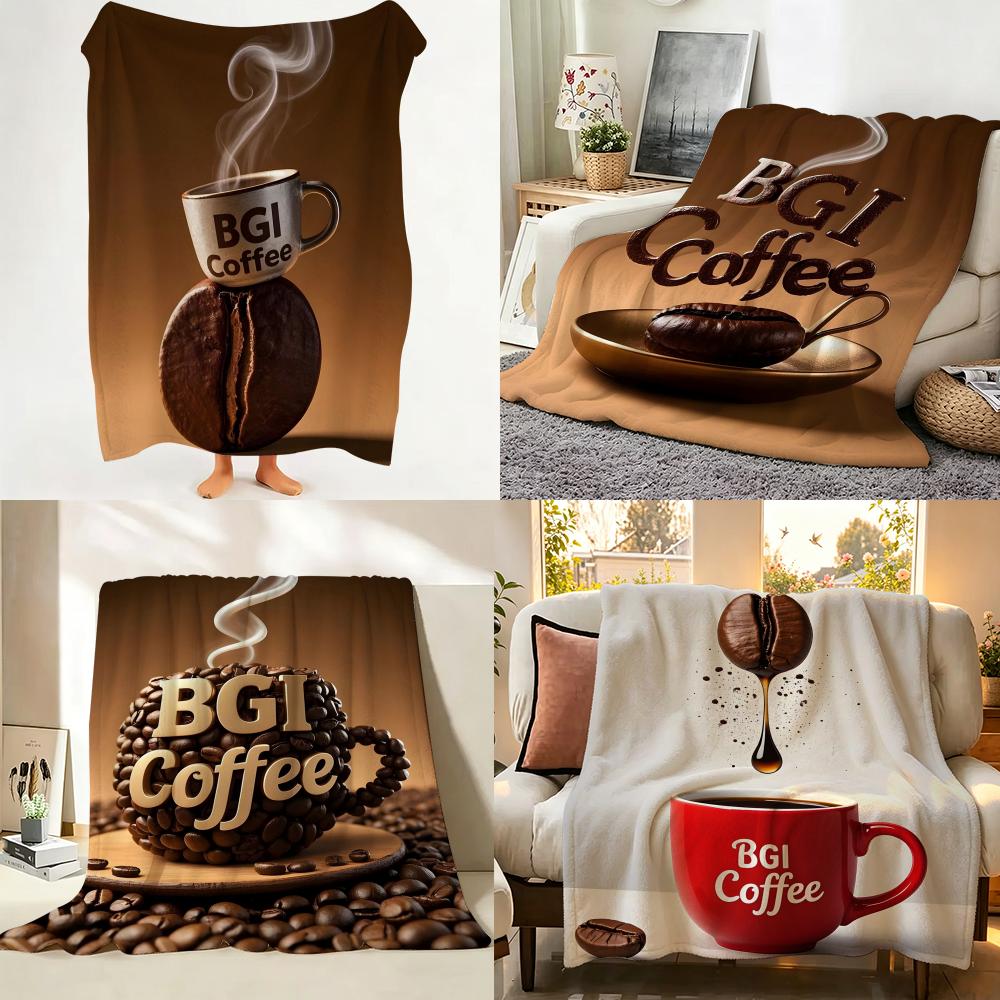 Poster C Creative c coffee p poster Throw Flannel Throw Blanket Suitable for Sofa Living Room Bedroom