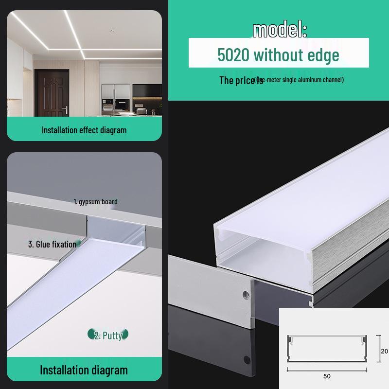 Seamless Linear Recessed LED Light Channel - Aluminum Strip Slot Design