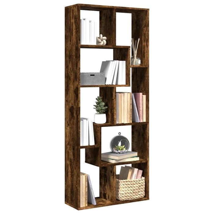 VidaXL Room Divider Shelf Smoked Oak 67x25x161.5 Cm, Shelf, Bookcase, Storage Shelf, 858079