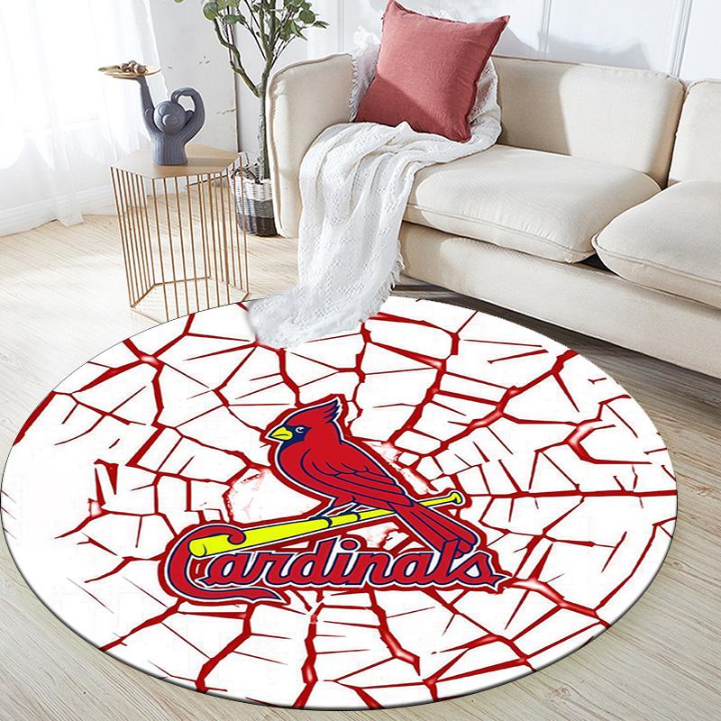 St.Louis Cardinals Round Area Rug,Carpet Rug for Living Room Bedroom Sofa Playroom Decor,Non-slip Floor Mat