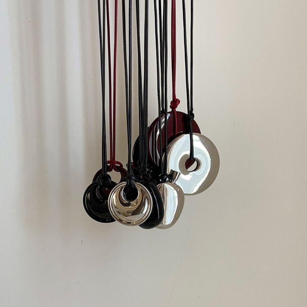 Geometric Leather Rope Long Necklace Black Sweater Chain Fashion Water Drop Pendant Necklace Gifts