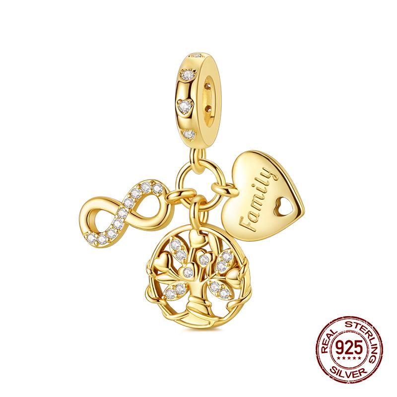 925 Silver Golden Cross Charms Beads For 3mm Bracelet DIY Jewelry Making Women Gifts New In