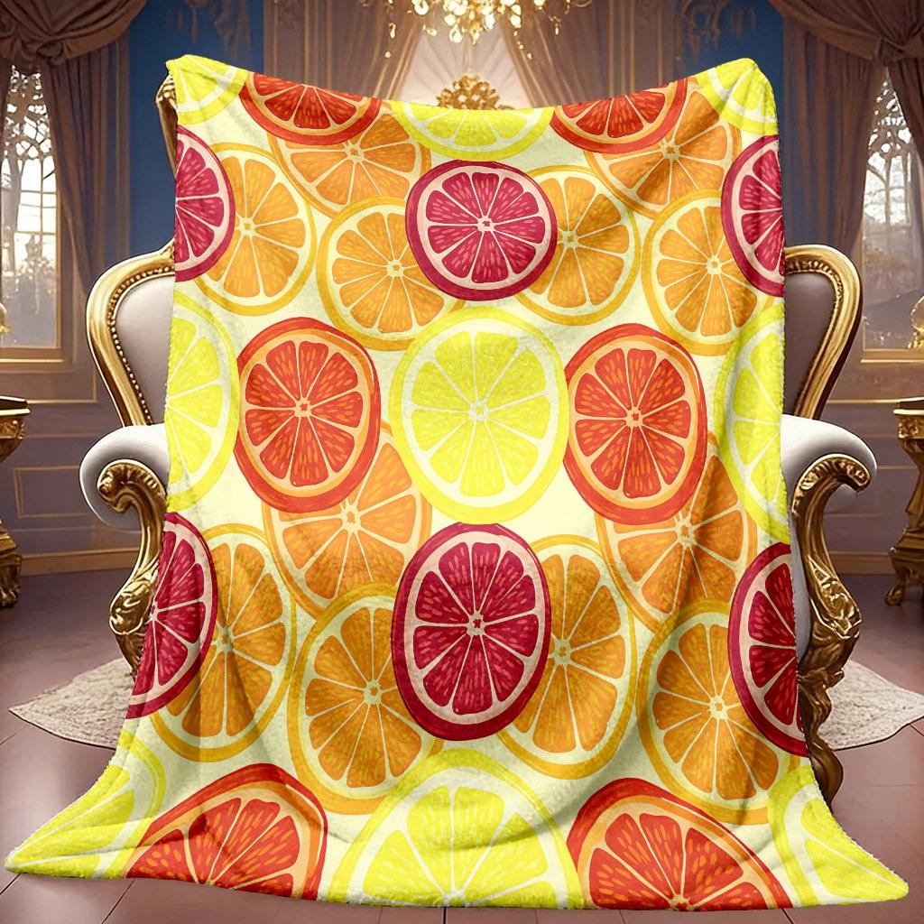 A 2D Fruit Slice Themed Flannel Blanket with Soft High-definition Digital Printing, a Cooling Blanket Suitable for All Seasons! Soft and Breathable 10