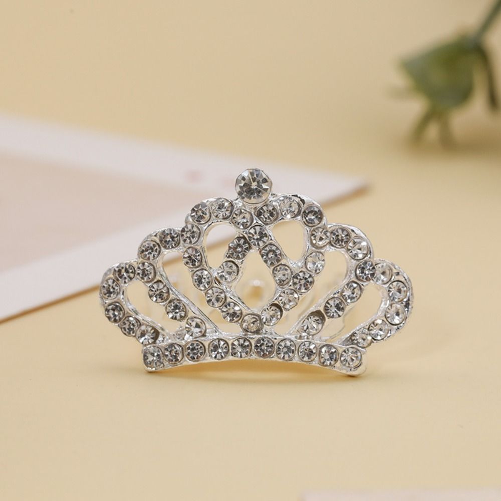Love Heart Children Tiara Headband Star Rhinestone Hairpins Sweet Crystal Crown Hair Comb  Bridal