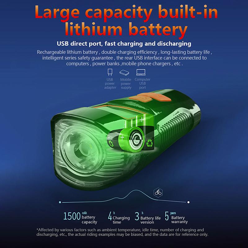 Водонепроницаемый велосипедный фонарь с зарядкой через USB, передний велосипедный фонарь, фонарик на руль, велосипедный головной фонарь с гудком и ЖК-экраном для измерения скорости