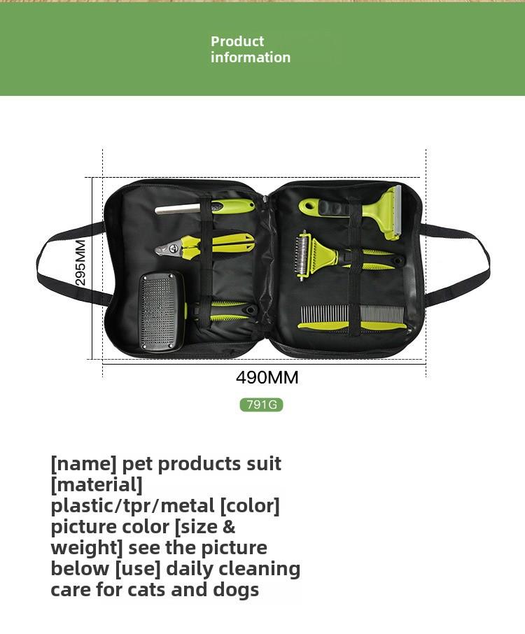 Набор для ухода за домашними животными: Расческа для распутывания, Прямая расческа, Кусачки для ногтей, Пилка, Нож для удаления волос, Расческа для удаления волос - 6 штук