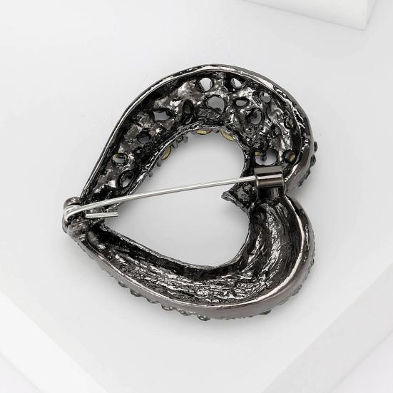 Сплав Стразы Ажурная Брошь Сердце Инкрустированная Стразами Брошь-булавка Ювелирное Украшение Износостойкая Антиокислительная Брошь Подарок на День Матери