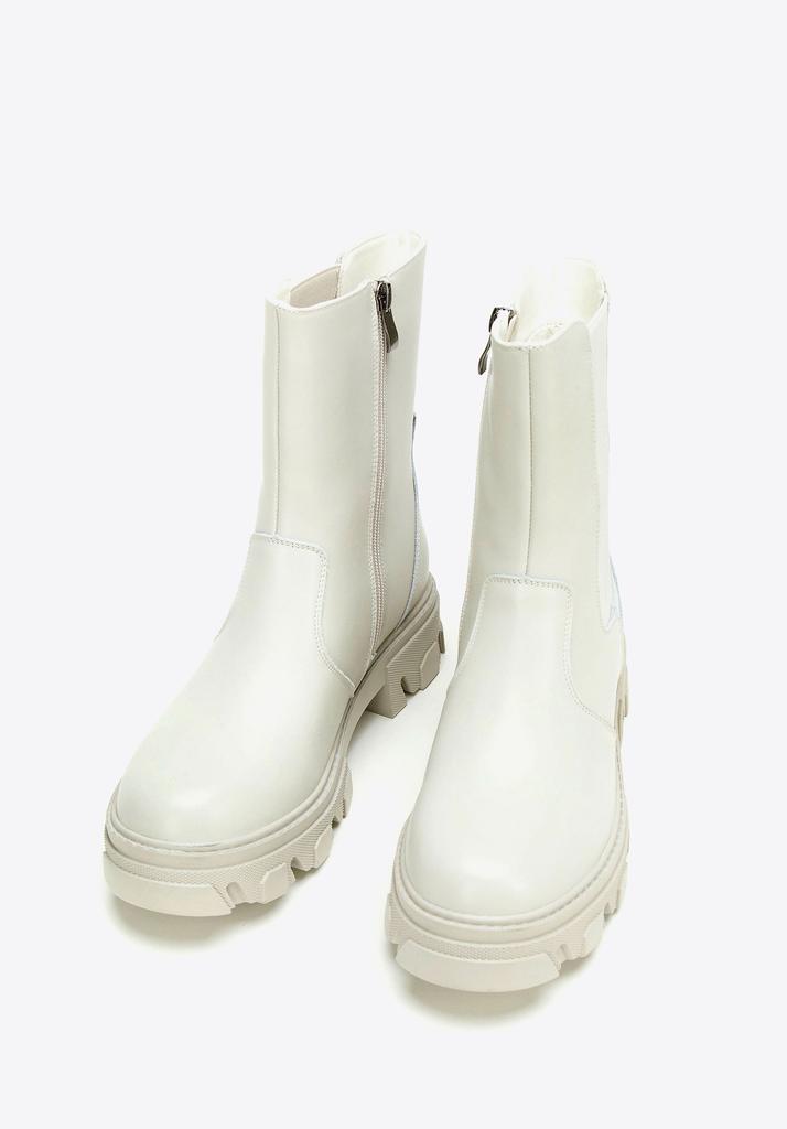 Wittchen Women's Leather Chelsea Boots On A Gray Beige Platform, Gray Beige, Natural Leather