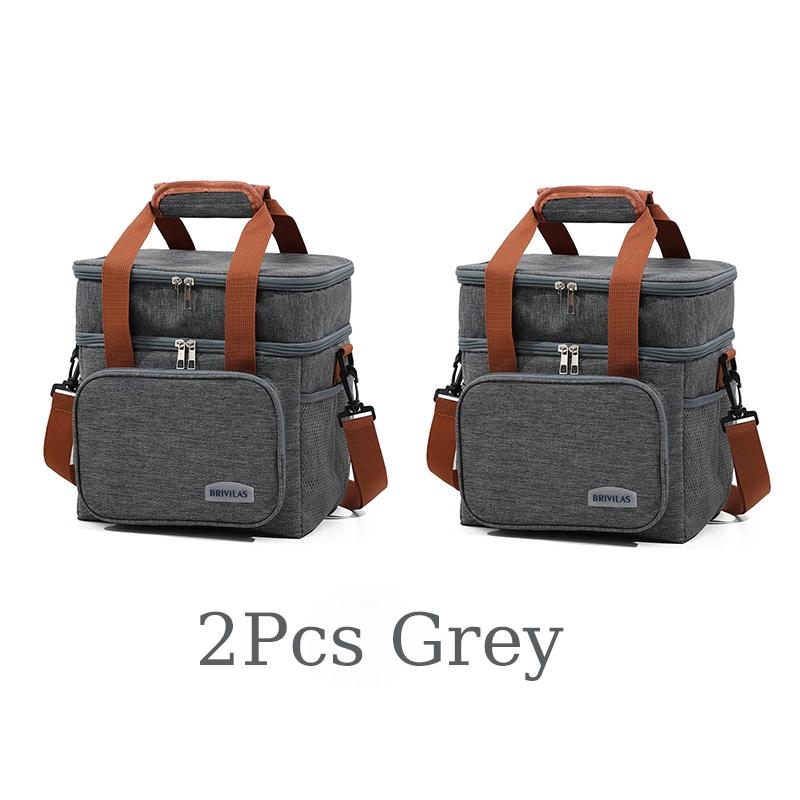 Сумка для пикника большой вместимости с термоизоляцией, двухслойная сумка для хранения на плечо с ручкой, водонепроницаемая Оксфордская сумка для ланча, пакет со льдом