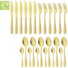 24Pcs Gold Cutlery Set Knives Fork Tea Spoon Dinner Tableware Set Stainless Steel Dinnerware Set Kitchen Flatware Silverware Set
