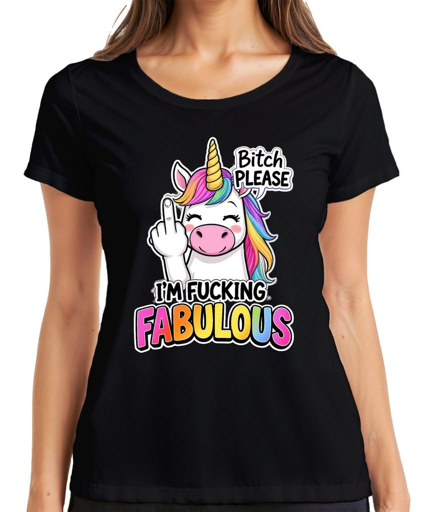 I'm Fucking Fabulous Unicorn Rainbow Middle Finger Gift Women's T-Shirt