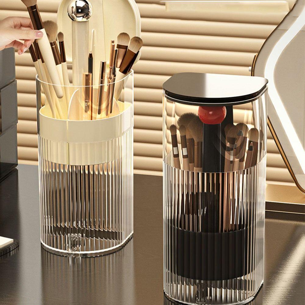 Dustproof Automatic Lifting Makeup Brush Holder Transparent Large Capacity Makeup Brush Storage Tube Multi-grid Space Saving