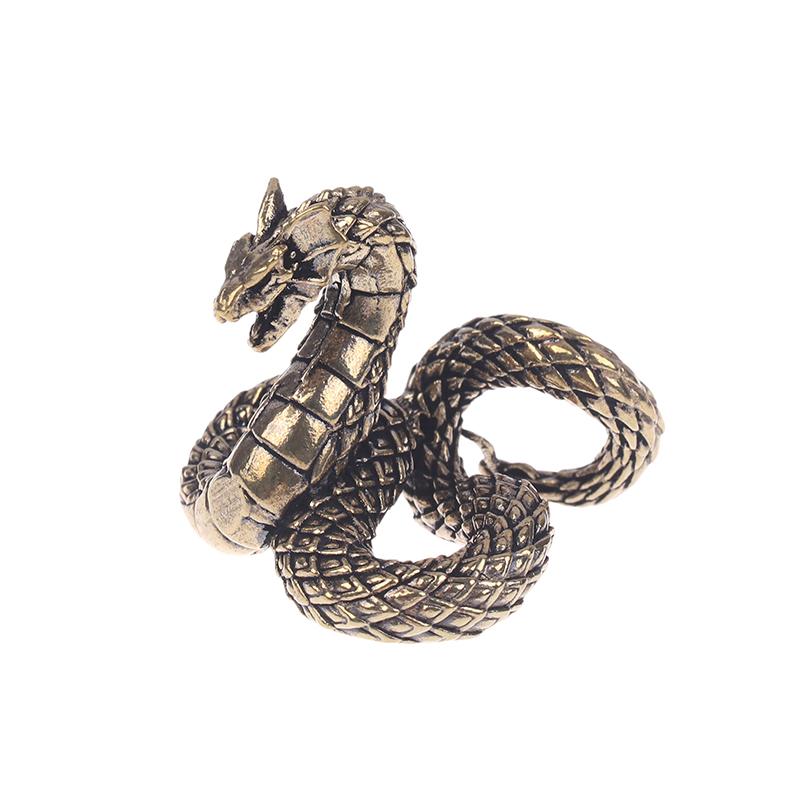 1Pc Antique Bronze Mini Snake Statue Miniature Figurines Zodiac Animal Interior Desk Decorations Tea Pets Ornaments Brass Crafts