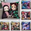 Anime Demon Slayer Kamado Tanjirou Kamado Nezuko Pillow Case Short Plush Sofa Decorative Gift Home Double-sided Printing Cushion