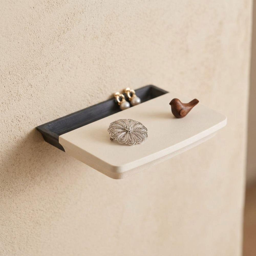 Plastic Floating Wall Mount Shelf Slide Open Display Rack with Drawer Entryway