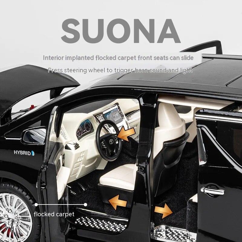 Модель автомобиля Toyota Alphard Alloy в масштабе 1/18 — высокодетализированная коллекционная модель — идеально подходит для демонстрации, декора офиса, подарка
