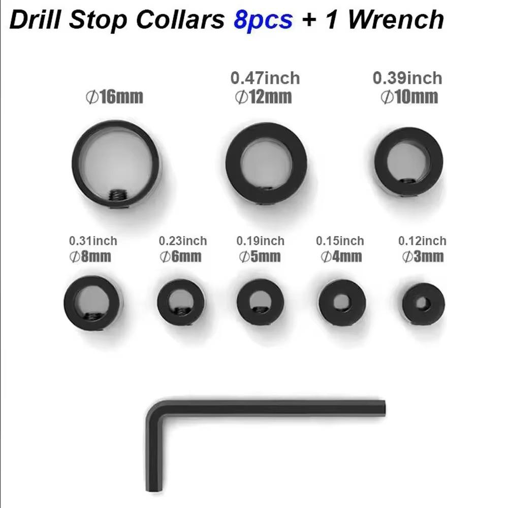 Adjustable Drill Stoper Collar Set 3-16mm Drill Stop Ring Drill Bit Limiter  Woodwork Tools