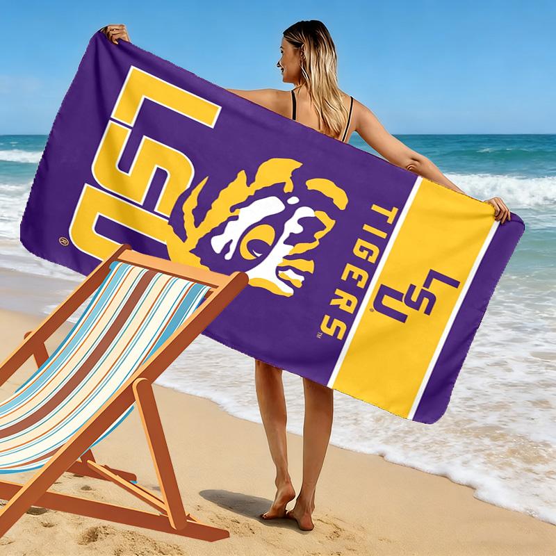 Пляжное полотенце с принтом LSU Tigers, Большое, Мягкое, Быстросохнущее, для Пляжа, Кемпинга, Плавания