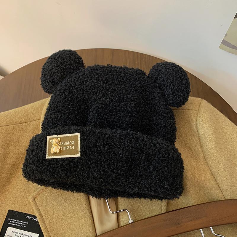 Winter Wool Striped Plush Warm Thickened Ear Protection Knitted Hat