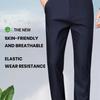 Men Business Pants Straight Leg Anti-wrinkle Solid Color Mid Waist Soft Thickened Plush Formal Style Elastic Pockets Men Office Commute Suit