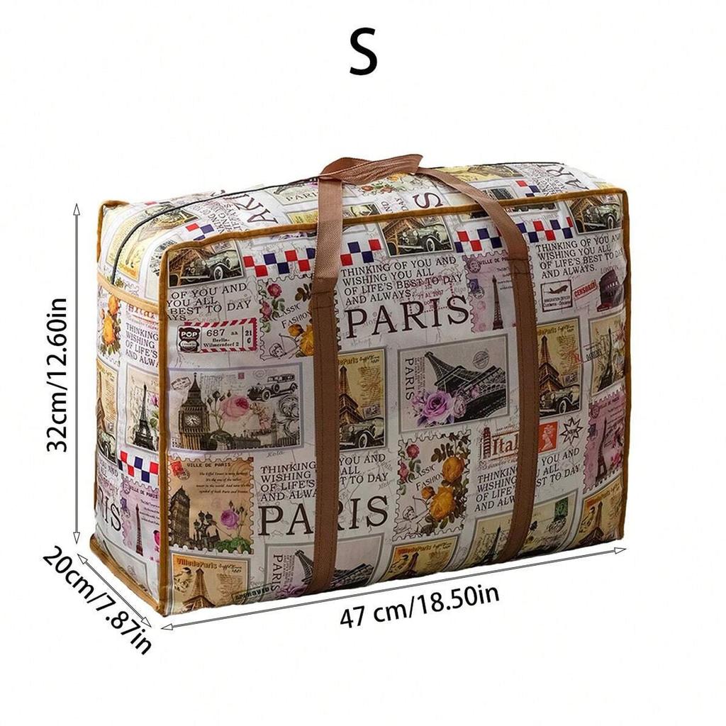 1 шт. Винтажная тканевая складная сумка для хранения с прочной молнией и ручкой, экономящая место, для переезда, путешествий, возвращения в школу