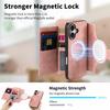 For iPhone 16 Magnetic Leather Case with Detachable RFID Blocking Zipper Wallet Cover - Pink