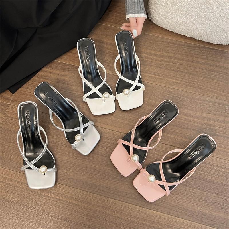 Fashion 2025 Summer Women Clip Toe Slippers Fashion Dress Slide Shoes Ladies Elegant High Heel Footwear