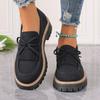 Large Size Fringed Small Leather Shoes for Women's Spring and Autumn New Solid Color Thick-soled One-pedal Single Shoes